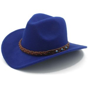 LUCKYLIANJI Wolvilt Western Cowboyhoed Voor Womem Mannen Brede Rand Cowgirl Turquoise Braid Lederen Band (Size: 57 cm, Passen Touw)