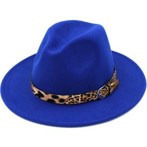 Luckylianji Kid Kind Kinderen Luipaard Print Lederen Band Effen Kleur Wol Panama Hat Fedora Caps (One Size:54Cm, Passen Touw)