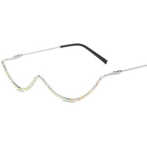 Seemfly Diamant Steampunk Bril Frames Geen Clear Lens Half Ovale Eyewear Vrouwen Mannen Vintage Zonnebril Frames Decoratie
