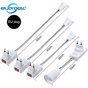 Flexibele E27 Licht Lamp Bulb Socket Adapter Breid Extension Converter Muur Base Houder Schroef Socket Eu Us Plug Wit + Zilver