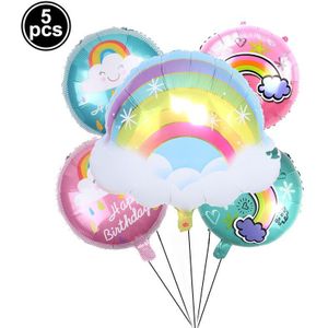 5pcs Regenboog Glimlach Zon Cloud Folie Ballonnen Eenhoorn Partij Helium Ballons Baby Shower Decoratie Kids Verjaardag Parti Levert