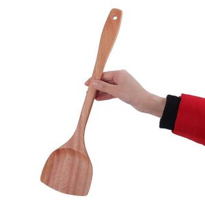 Vacclo Wooden Cooking Spatula Soup Spoon Rosewood Kitchen Utensil Korean Style Long Handle Turners Smooth Surface Polished