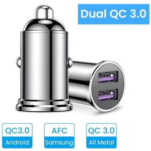 36W Qc 3.0 Quick Charge Dual Usb Autolader All Metal Car Auto Charger Mini Auto Telefoon Oplader Voor iphone Samsung Huawei Xiaomi
