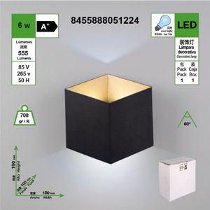 6W Moderne Stijl Zwart Vierkante Led Waterdichte Wandlamp, Kan Worden Geïnstalleerd Binnen En Buiten Koud Licht (