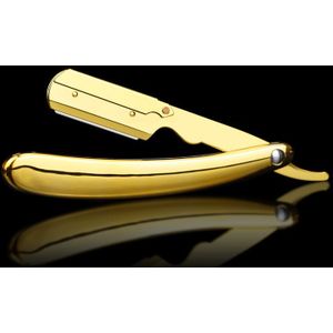 Mode Mannen Scheerapparaat Rechte Baard Scheren En Zorg Scheermes Gold Plating Professionele Kapper Kappers Scheermes Gereedschaphouder