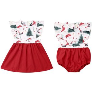 Kids Baby Meisje Kerst Jurk Romper Zus Bijpassende Kleding Santa Print Kleding Outfit Set Xmas