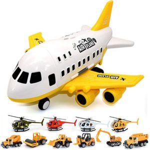 Kinderen Vliegtuig Model Speelgoed Set Simulatie Grote Opslag Transport Vliegtuigen Met Legering Behuizing Kleine Auto Helicopter Truck