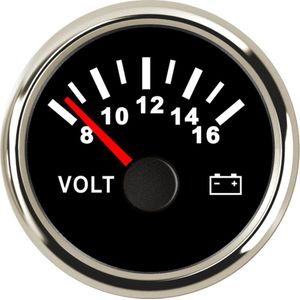1 Pc 8-16vdc Voltage Meters Modificatie Wit Voltmeters IP67 Sus316L Bezel 52 Mm Volt Meter Rode Backlight Voor Auto vessel