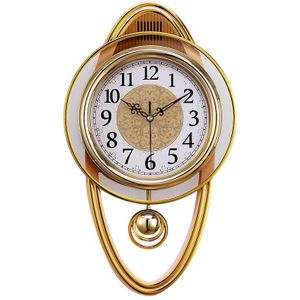 Goud Vintage Wandklok Luxe Swing Klok Muur Horloge Mechanisme Woonkamer Moderne Digitale Wandklok Klokken Swingable Europa