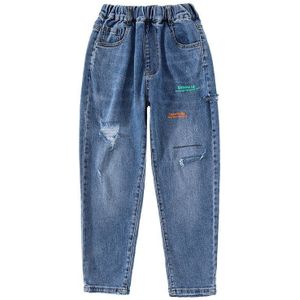 2022 Lente Jeans Voor Tiener Meisjes Denim Materiaal Hoge Taille Split Broek Flare Broek Kinderen Kleding Voor Meisjes 5-14 Jaar