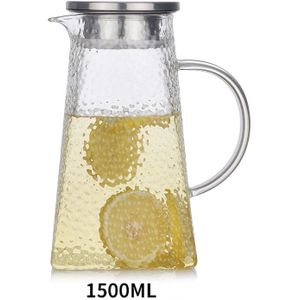 1200Ml/1500Ml/1800Ml Transparant Glas Water Kruik Hittebestendige Karaf Sap Thee Pot Ketel Pitcher met Rvs Filter