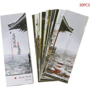 30Pcs Chinese Stijl Papier Bladwijzers Schilderen Kaarten Retro Mooie Boxed Bladwijzer Herdenkingsmunt