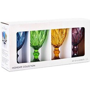 4 stks set 330 ml Multicolour reliëf wijn glazen beker Gegraveerd Prisma diverse kleur betaalde bekers Glas Whiskey Cups vintage crown