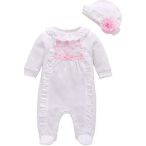 Herfst Pasgeboren Baby Meisjes Romper Baby Ruche Leuke Lange Mouw Rompertjes Bodysuit Jumpsuit Met Hoed Baby Meisjes Kleding Set