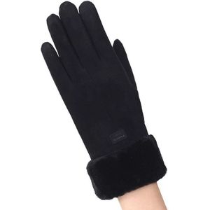 Vrouwen Handschoenen Winter Vrouwen Touchscreen Suede Handschoen Dubbele Laag Harige Wanten Warm Sneeuwvlok Borduurwerk Outdoor Handschoenen