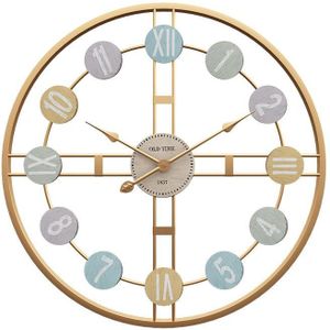 3D Retro Nordic Wandklok Metalen Romeinse Cijfer Diy Decor Luxe Wandklok Voor Thuis Woonkamer Bar Cafe Decor Stille ronde Horloge