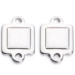 Louleur 20 Stks/partij Zilver Kleur Rvs Ronde Hart Vierkante Bedels Blank Stempelen Tags Voor Ketting Armband