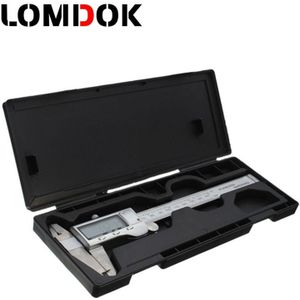 Lomdok 0-150 Mm Digitale Schuifmaat Batterij Rvs Elektronische Digitale Schuifmaat Micrometer Guage Lcd Koffer Doos