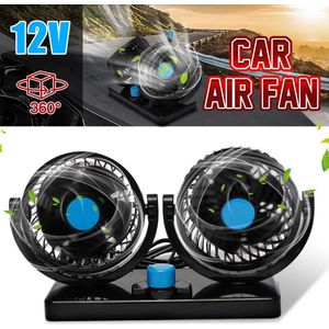 12V Dual Head 360 Graden Draaibare All-Ronde Verstelbare Car Auto Air Cooling Dual Head Low Noise Cooling ventilator Auto Accessoires