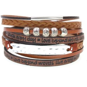 Wellmore Lederen Armbanden Voor Vrouwen Metalen Band Kralen Magneet Armbanden & Bangles Multilayer Wide Wrap Armband Sieraden