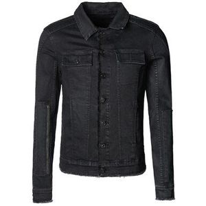 Mannen Herfst Slim Casual Black Denim Europese Stijl Mode Jas Mextrosexual Mannen Effen Hip Hop Retro Uitloper Jas F313