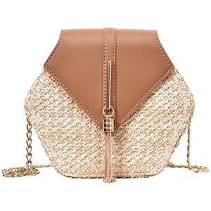 Zomer Vrouwen Mode Kwastje Stro Tassen Bohemian Vrouwelijke Kettingen Schoudertas Hexagon Prachtige Dame Crossbody SS3539