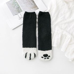 Fuzzy Pluizige Badstof Warme Sokken Animal Klauwen Coral Fluwelen Sokken Winter Kawaii Dikke Sokken Gestreepte Cartoon Vrouwen Korte Leuke Sokken