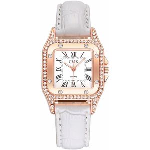 Luxe Mode Vrouwen Strass Horloge Leather Analoge Quartz Horloges Dames Jurk Horloge Relogio Feminino