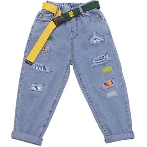 Mode Kinderen Ripped Jeans Voor Meisjes Kids Casual Denim Broek Met Riem Tiener Meisje Broek Voor Leeftijd 4 5 7 9 11 13 Jaar