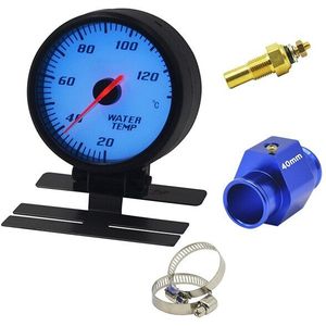 Draak 60Mm Auto Racing Gemodificeerde Water Temp Gauge 20-140 Celsius Temperatuur Meter Wit Paneel Blauwe Achtergrondverlichting