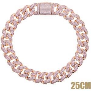 Iced Out Bling Bling Cubaanse Link 12Mm Miami Enkelband 2 Rij Volledige Zirkoon Hip Hop Been Enkelband mode Vrouwen Sieraden Party