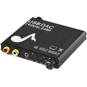 Digitale Audio Analoog Converter, Bas Volume Aanpassing, Usb Geluidskaart Dac Converter 192Khz Coax Converter