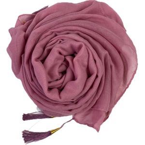 10 Stk/partij Vrouwen Vlakte Katoen Viscose Sjaal Hoofd Kwastje Hijab Wrap Solid Instant Sjaals Foulard Femme Moslim Hijaabs Pearl Sjaals