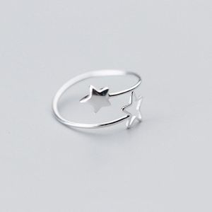 Ponykiss 100% S925 Sterling Zilveren Pentagram Decoratie Verstelbare Ring Voor Vrouwen Fijne Sieraden Accessoire Meisje Party