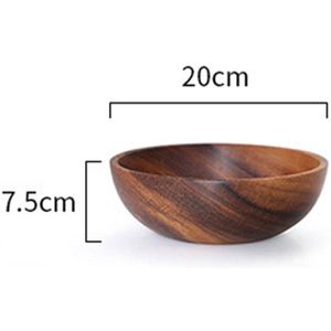 Japanse Stijl Platte Bodem Acacia Houten Kom, Houten Hotel Restaurant Keuken Servies, Slakom, hele Houten Soepkom