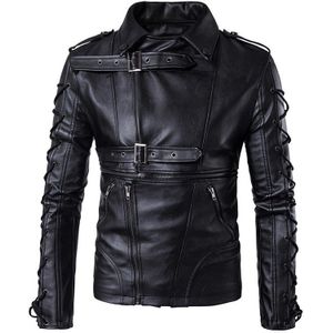 AOWOFS Mannen lederen jassen degisn Europa en Amerika Mode motorfiets lederen jas Grote Size 5XL Zwart jaket