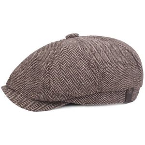 Unisex Newsboy Caps Men Women Tweed Octagonal Hat For Male Detective Hats Retro Flat Caps Retro Tweed Octagonal Hats Striped Hat