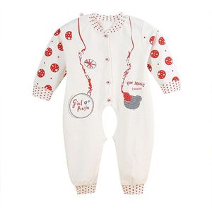100% Katoen Voor Pasgeboren Baby Kleding Volledige Mouw Gedrukt Pyjama Rompertjes Zachte Warme Jumpsuits Nachtkleding Kledingstuk VKTZ1019