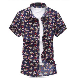 Mannen Casual Dress Shirt Zomer Korte Mouw Plus Size 5XL 6XL Slim Fit Sociale Gemerceriseerde Katoen Gedrukt Shirts F2190