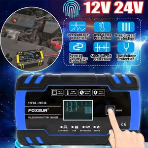 Originele Automatische Intelligente Auto Batterij Oplader Touch Screen 12/24V Lcd Pulse Reparatie Agm Lader Motorfiets Acculader