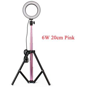 Roze LED Licht 7 W LED Licht Ronde Selfie Camera Lamp met Licht Stand Verstelbare Helderheid 16/20/ 26 cm Live Show Nemen Van Foto 'S