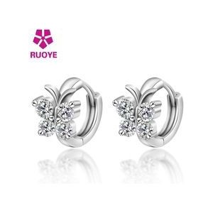 Luxe Crystal 925 Sterling Zilver Stud Oorbellen Vlinder Oorbel Voor Vrouwen Meisje Oor Sieraden