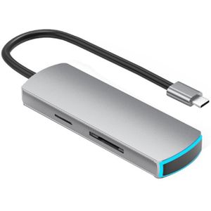 6 In 1 Voor Mac-Book Docking Station Type-C Naar Hdmi + Tf / Sd Uitbreiding Dock met Ademhaling Licht