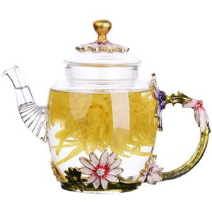 Thee set bruiloft hoogwaardige bloem thee ketel handgeschilderde Kungfu theepot hittebestendig glas enkele pot emaille kleur teapo