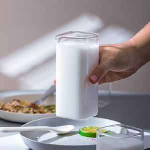 Transparante Ontbijt Melk Container Cup 180 ml/400 ml Glas Drinkware Vierkante Vruchtensap Tuimelaars Mok