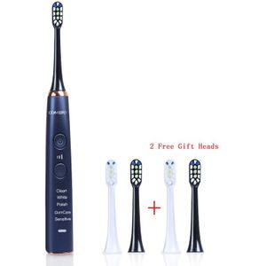 Komery Elektrische Tandenborstel Waterdicht IPX7 5 Modi 3 Intensiteiten 50,000 Slagen/Min 4 Stuks Dupont Vervanging Beste Tandenborstel