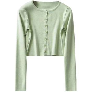 Woherb Lente Herfst Vrouwen Mode Dunne Vesten Truien Enkele Breasted Elastische Gebreide Crop Tops Koreaanse Solid Jumper