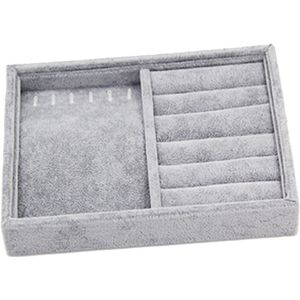 Grijs Fluwelen Stapelbaar Sieraden Display Lade Case Voor Sieraden