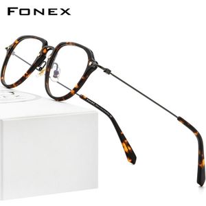 FONEX Acetaat Titanium Brilmontuur Mannen Vintage Oversize Pilot Recept Brillen Vrouwen Brillen Eyewear F85689