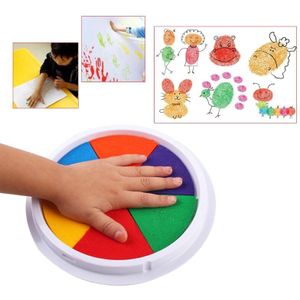 Grappig 6 Kleuren Inkt Pad Stempel Diy Vinger Schilderen Craft Kaartmaken Grote Ronde Voor Kinderen Leren Onderwijs Tekening Speelgoed